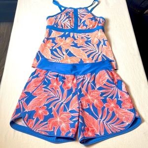 Lands End Women’s Swim Shorts with built in briefs, Size 6; halter top size 4